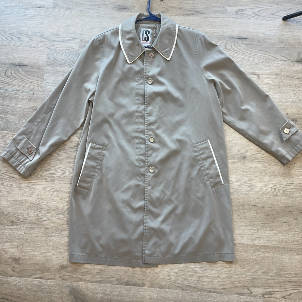 Vintage CS Signature Tan Trench Coat Women's Size Medium Mid Length Jacket